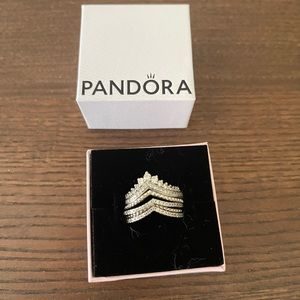 Pandora Wishbone 5 Ring Stack